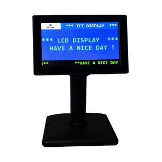 VP500T1, 5 LCD Kundenanzeige, Hintergrund- und Schriftfarbe änderbar, 20x2, mit Standfuss (2 verschiedene Höhe), USB Anschluss