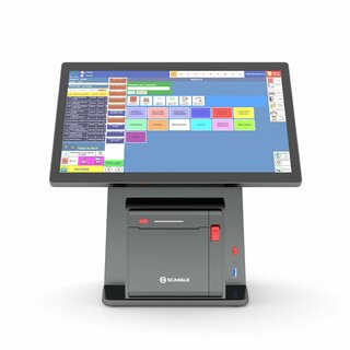 D2, Kassensystem mit 14.1 Bildschirm, inkl. 80mm Bondrucker (Rolle Durchmesser max. 65mm), Intel J4125, RAM 8GB, SSD 128GB, schwarz, inkl. Win10Pro mit Lizenz, ohne Kundendisplay